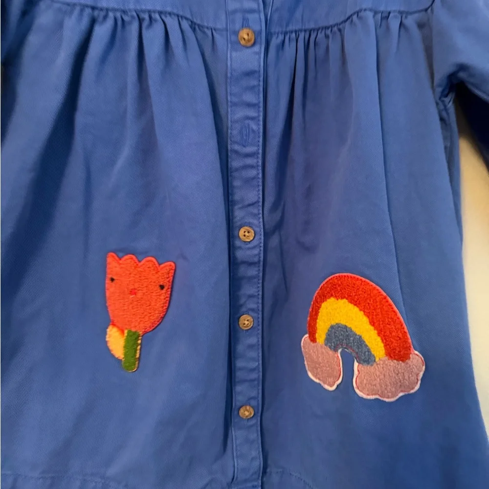 Next Blue Button Up Dress With Rainbow and Flower Design